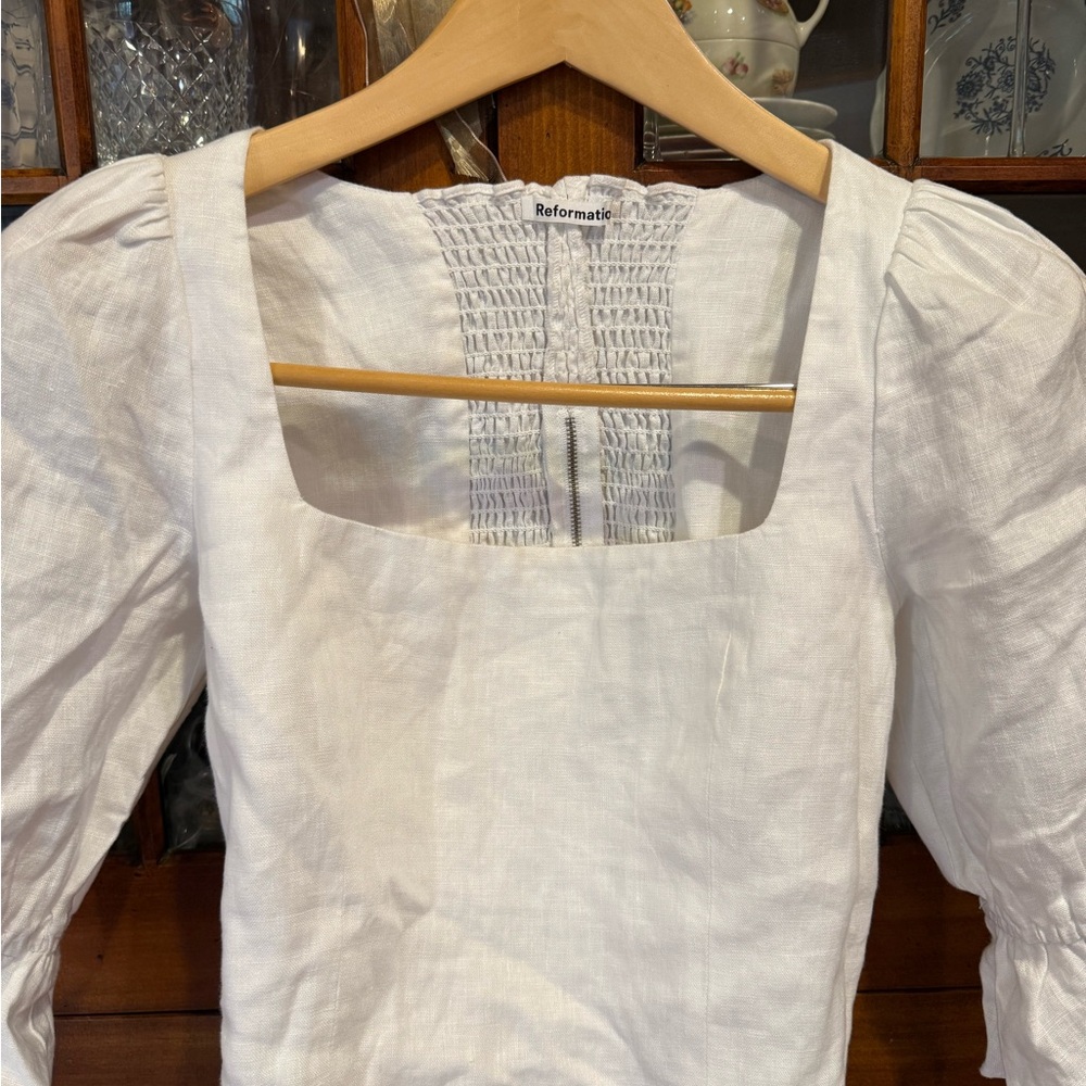 Reformation White Linen Top